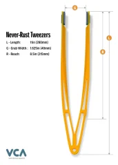 VCA Never-Rust Pensetă Portocalie 28 cm
