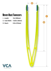 VCA Never-Rust Pensetă UV galbenă 28 cm