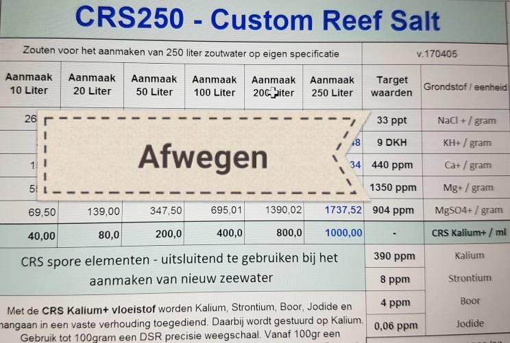 DSR Reefing Custom Reef Salt CRS250